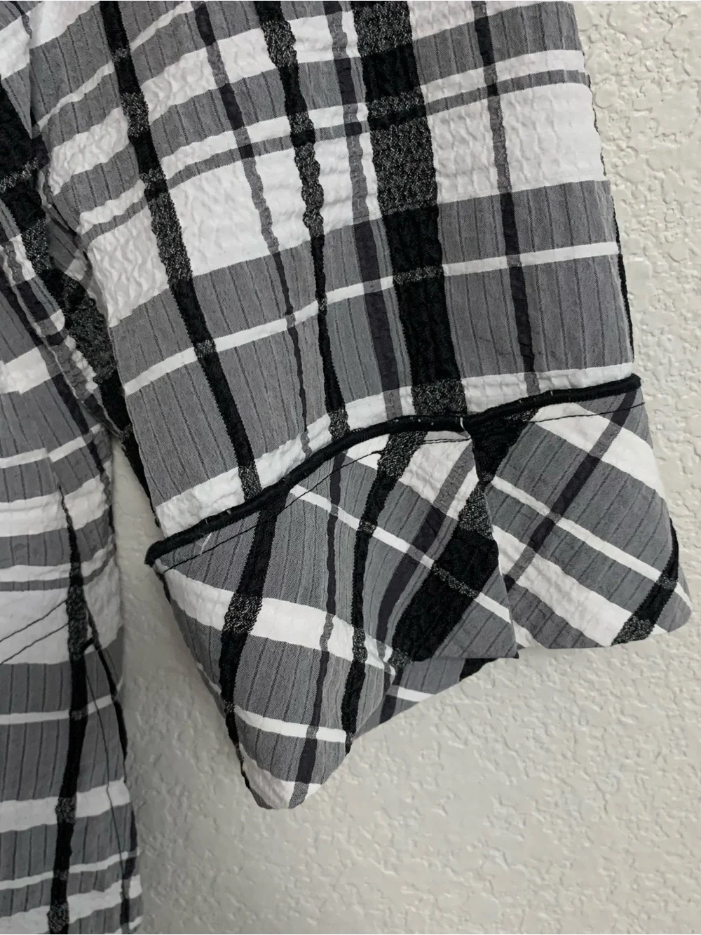 Ali Miles Blouse Top Women 2X Button Front Tunic Plaid Geometric Pockets Artsy - Picture 7 of 15